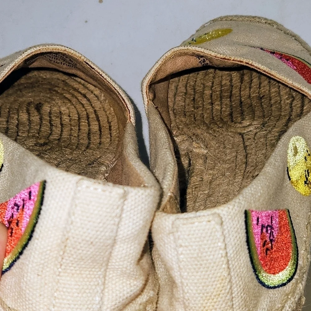 J. Crew Embroidered Fruit Salad Espadrilles In Sundried Linen Size 6